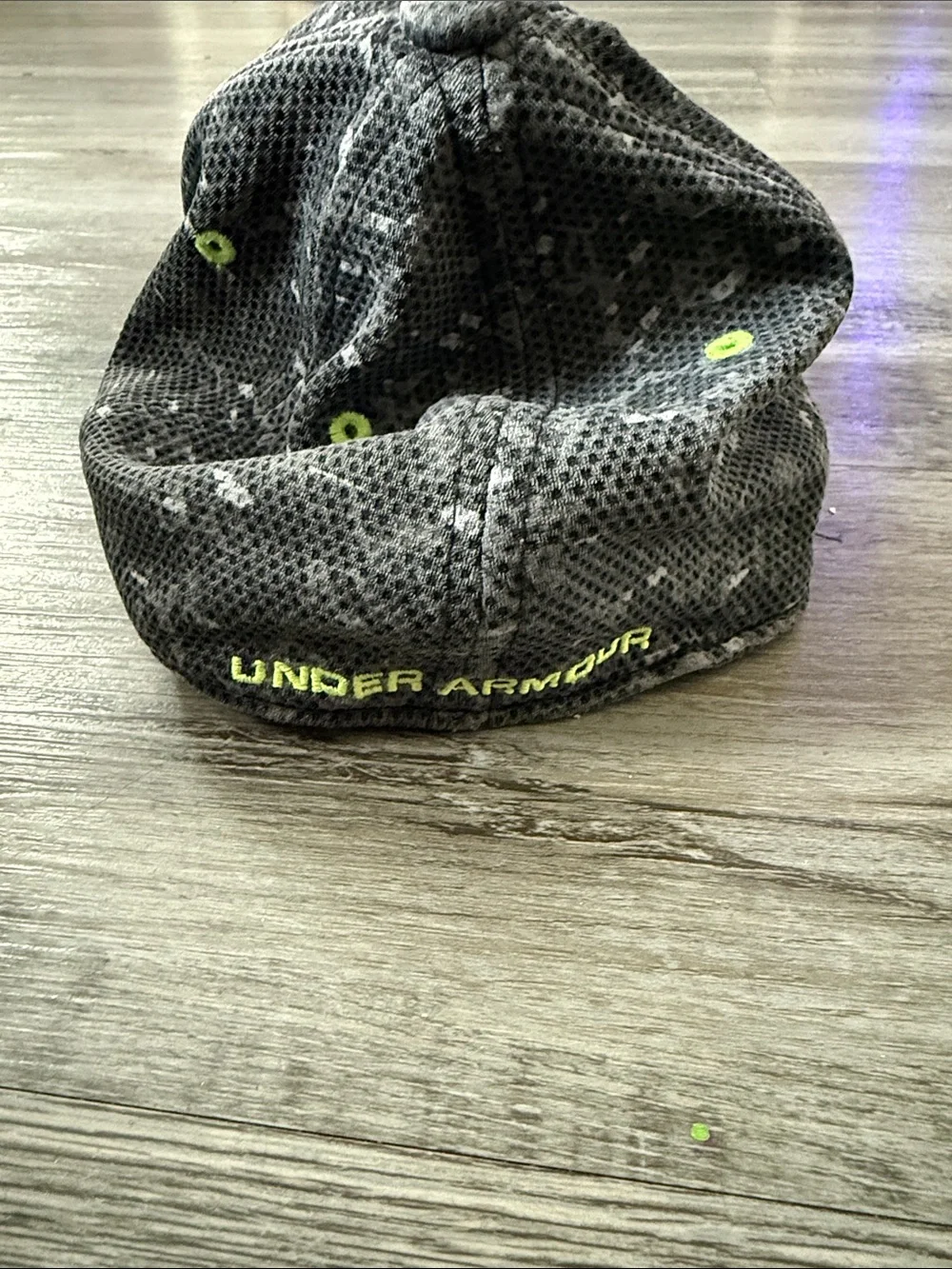 Under Armour Kids Gray Distressed Hat with Neon Yellow Logo